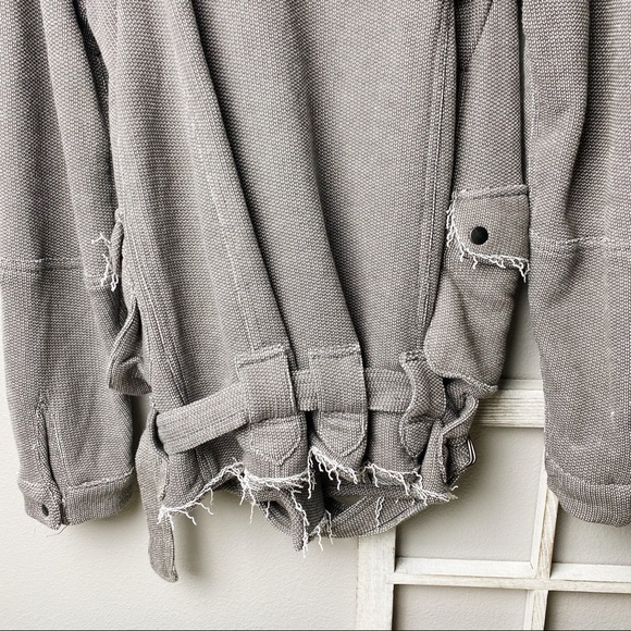 Free People Grey Frayed Boho Belted Jacket S - Picture 9 of 9